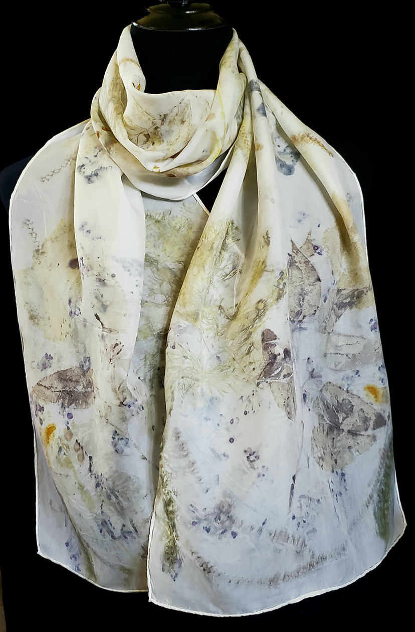 Eco print silk scarf